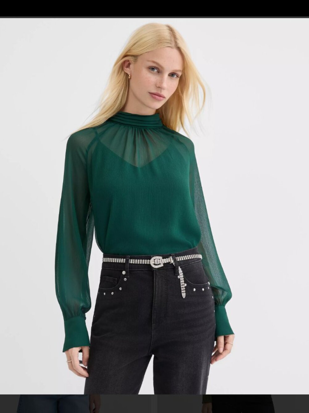 LOFT Pleated Mock Neck Blouse - NWT Size Small